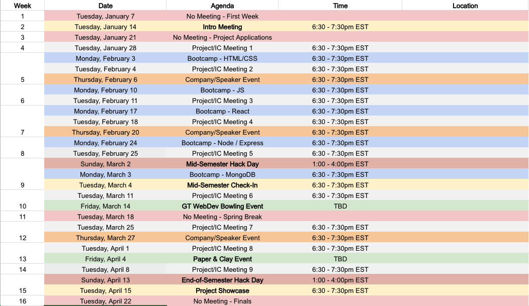 Spring 2025 Meeting Schedule