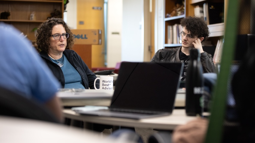 Regents' Professor Amy Bruckman chats with students