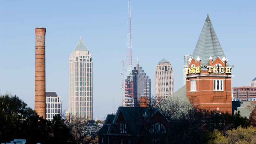 tech tower and atlanta skyline