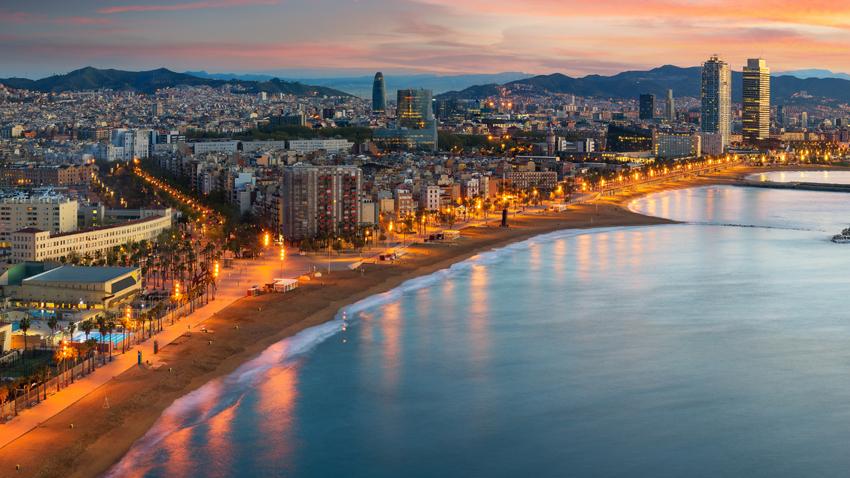 Aerial view of Barcelona from the coast